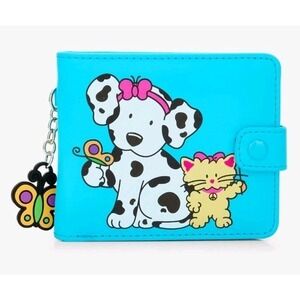 NEW Sanrio Spottie Dottie & Sassy Butterfly Charm Bi Fold Wallet Turquoise 4.5x3